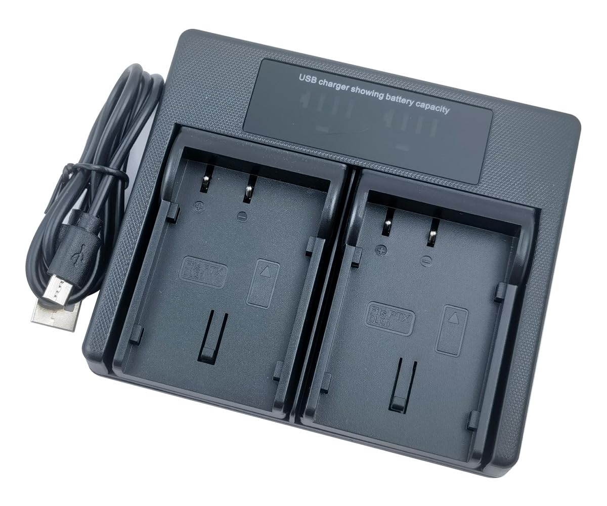 PATONA Caricabatterie 3in1 Per Batteria D-Li90 – 110-240V E 12/24V Auto, Per Pentax 645D, K-01, K-3, K-5, K-7
