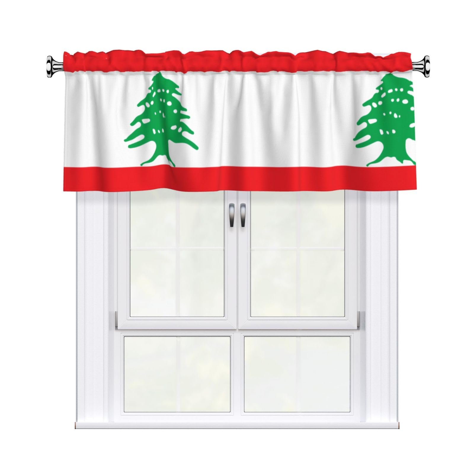 HJFCZH Flag of Lebanon Prints Durable Window Layer – 54x18 Inch 100% Polyester Peach Skin Valance for Long-Lasting Style