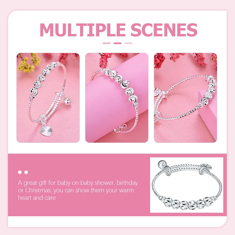 PACKOVE Babies Bangle Bracelets Spinner Bangle Bracelet Silver Bead Bracelets Adjustable Infant Bangles Spinner Bangles Bracelet Baby Jewelry - Image 4