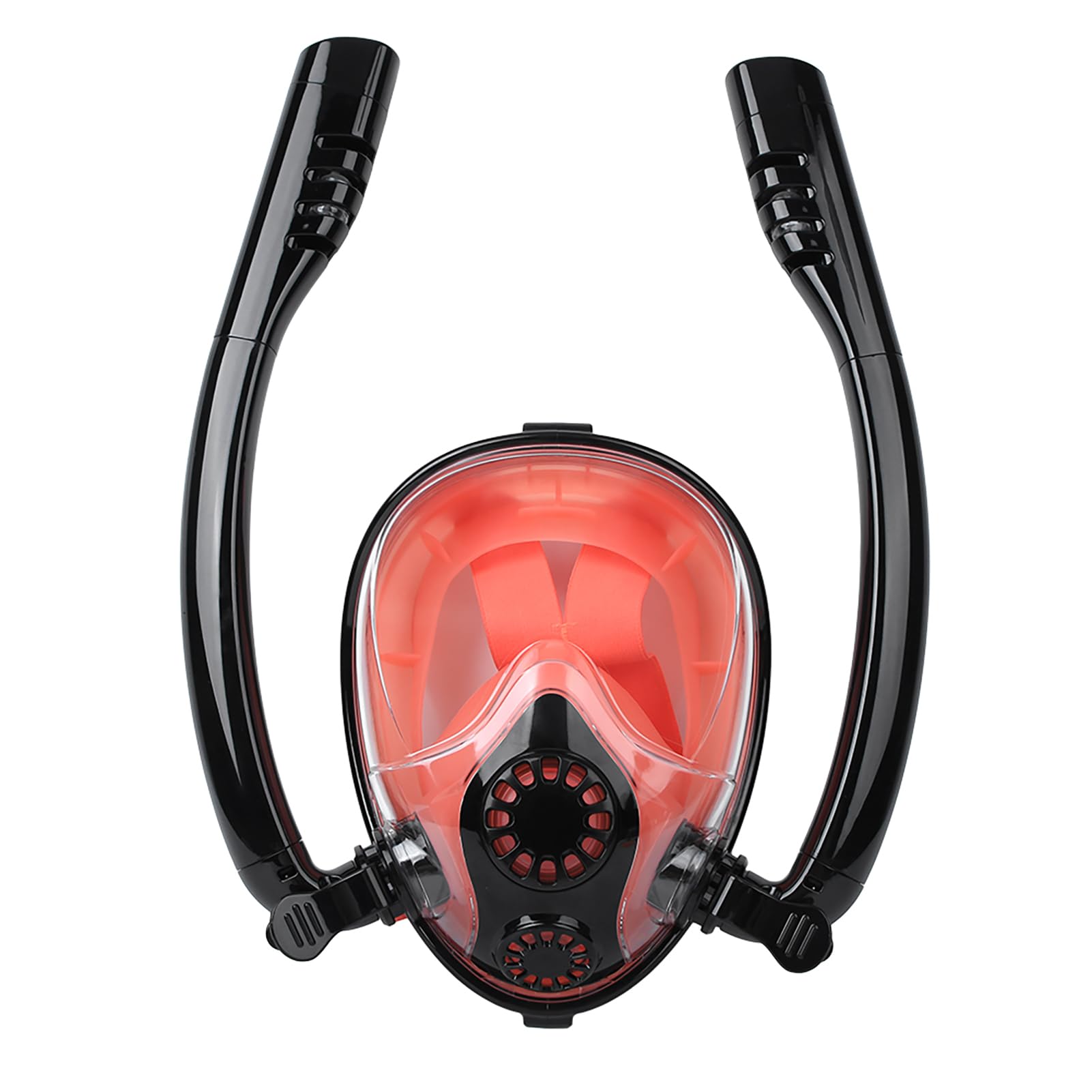 Máscara Facial de Buceo, máscara de Snorkel de Silicona, Protector Facial antivaho con Tubo de respiración para Snorkel, Negro Naranja