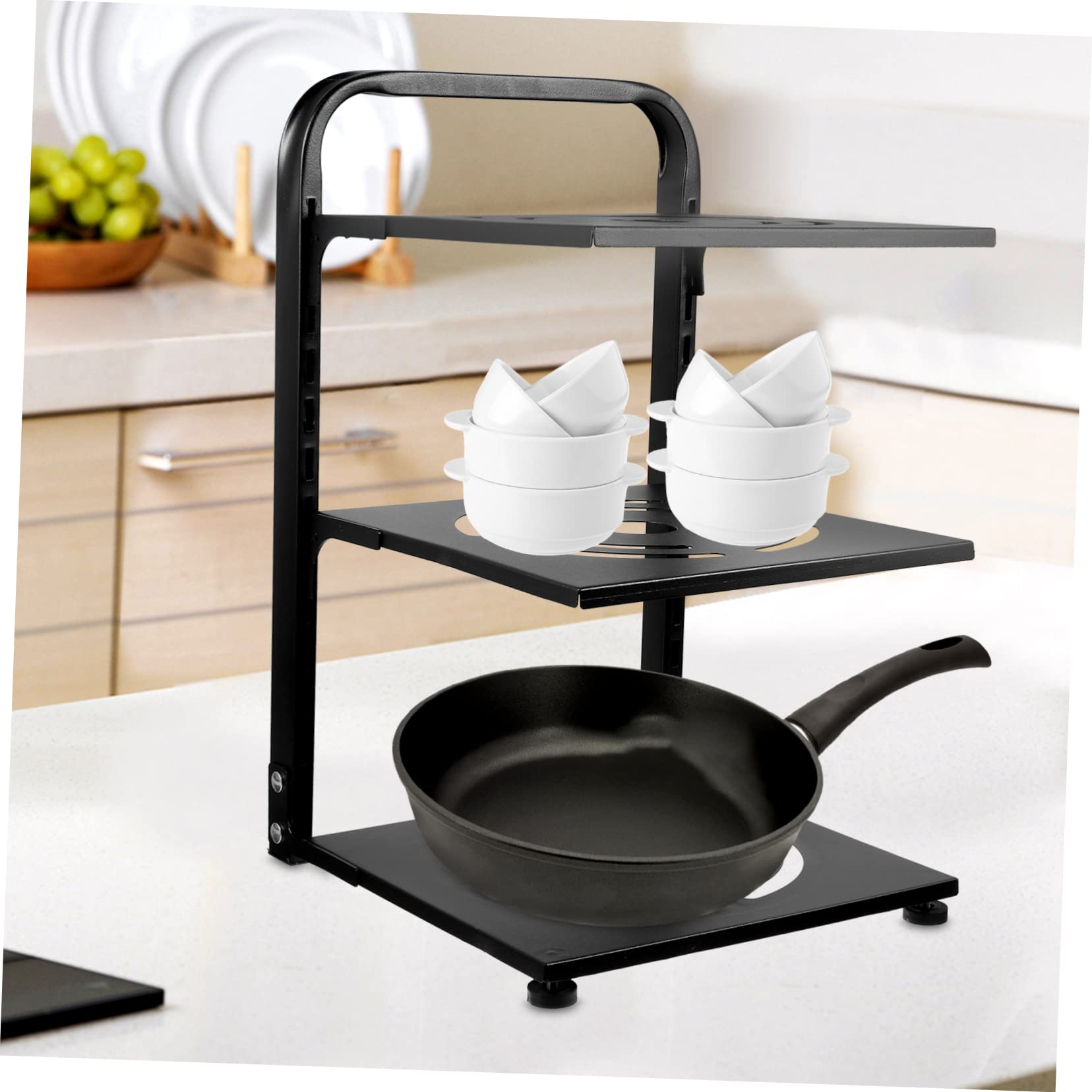 Organizzatore Pentole e Padelle Regolabile per Pentole in Acciaio al Carbonio Organizer per Padelle da Cucina Multifunzione Contenitore Utensili Cucina