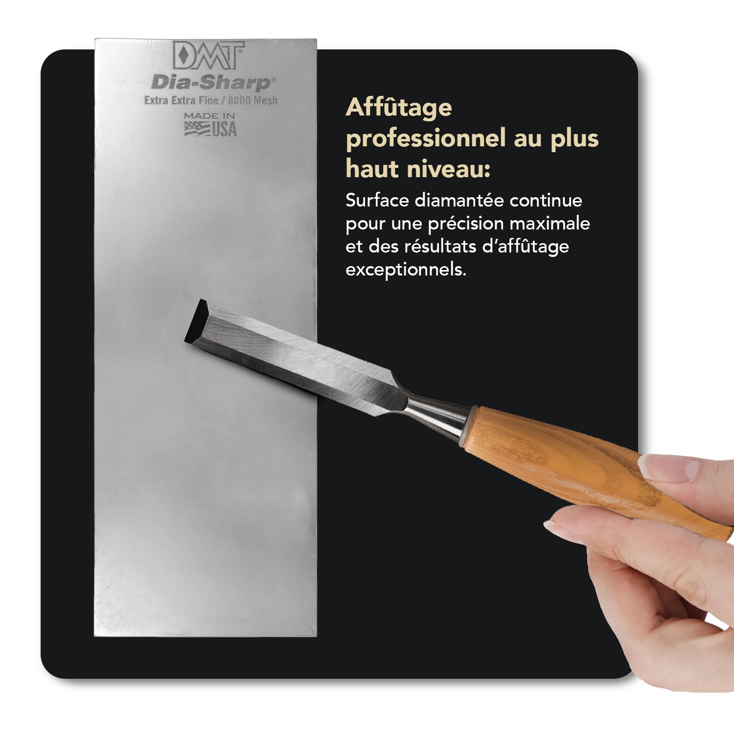 DMT Dia-Sharp® Pierre à Aiguiser Diamant 8" Extra-Extra-Fin | Aiguiseur de Couteaux Qualité Pro | Pierre 20 cm pour Couteaux et Outils | Made in USA | D8EE