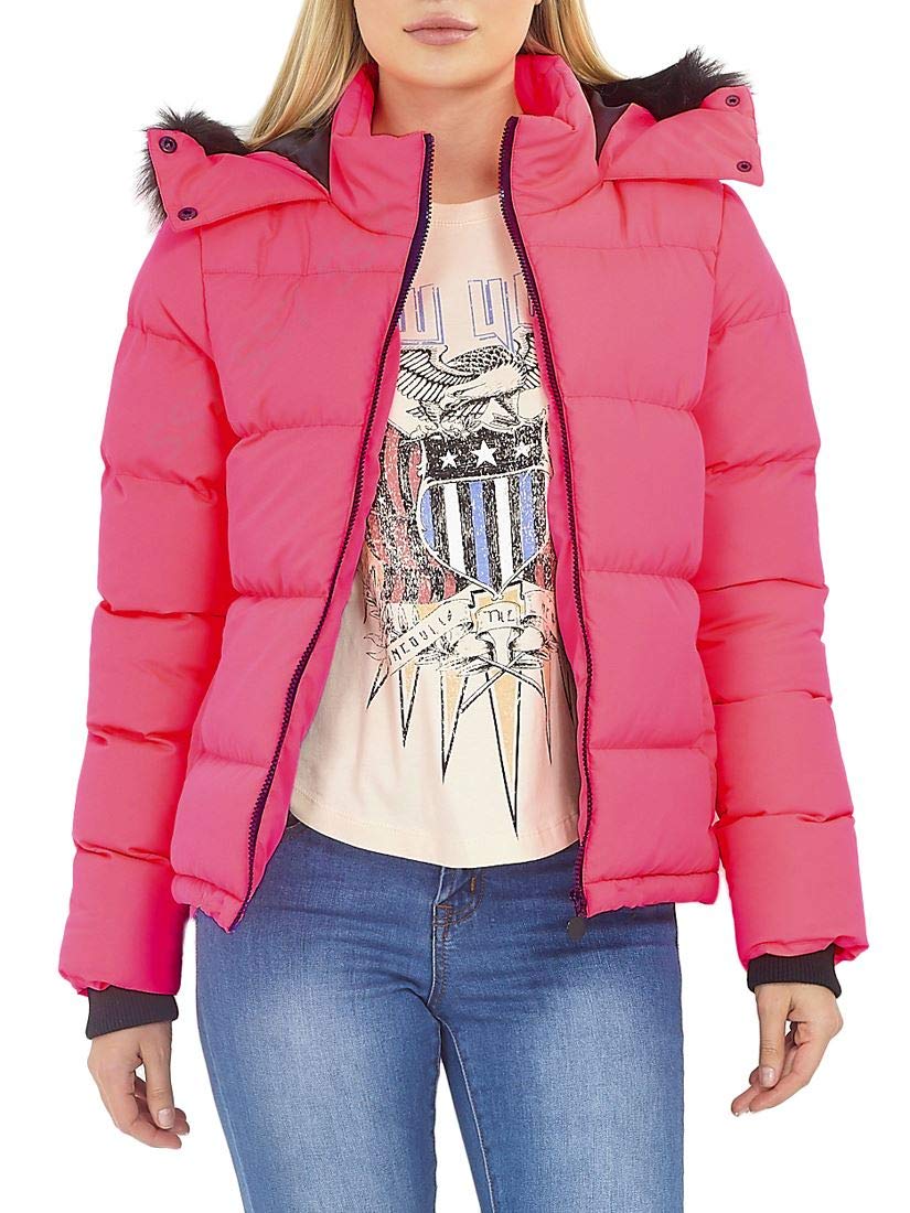 SS7 Womens Puffer Jacket Neon Pink