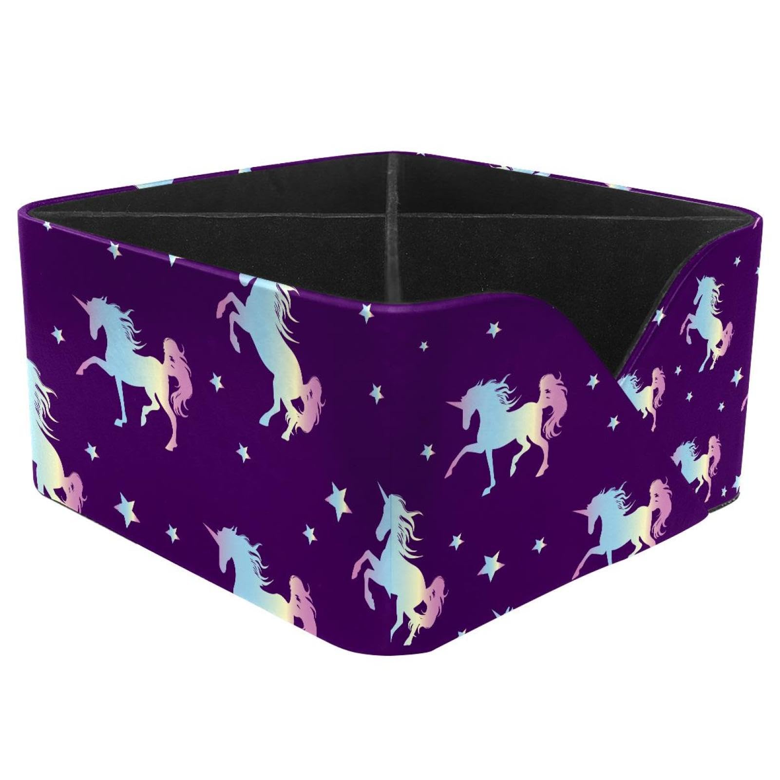 KengjuTesu Magic Unicorn Silhouette Star Pattern Desktop Organizer Pen Holder, Rectangular Pencil Cup for Office, Study and Makeup Stations