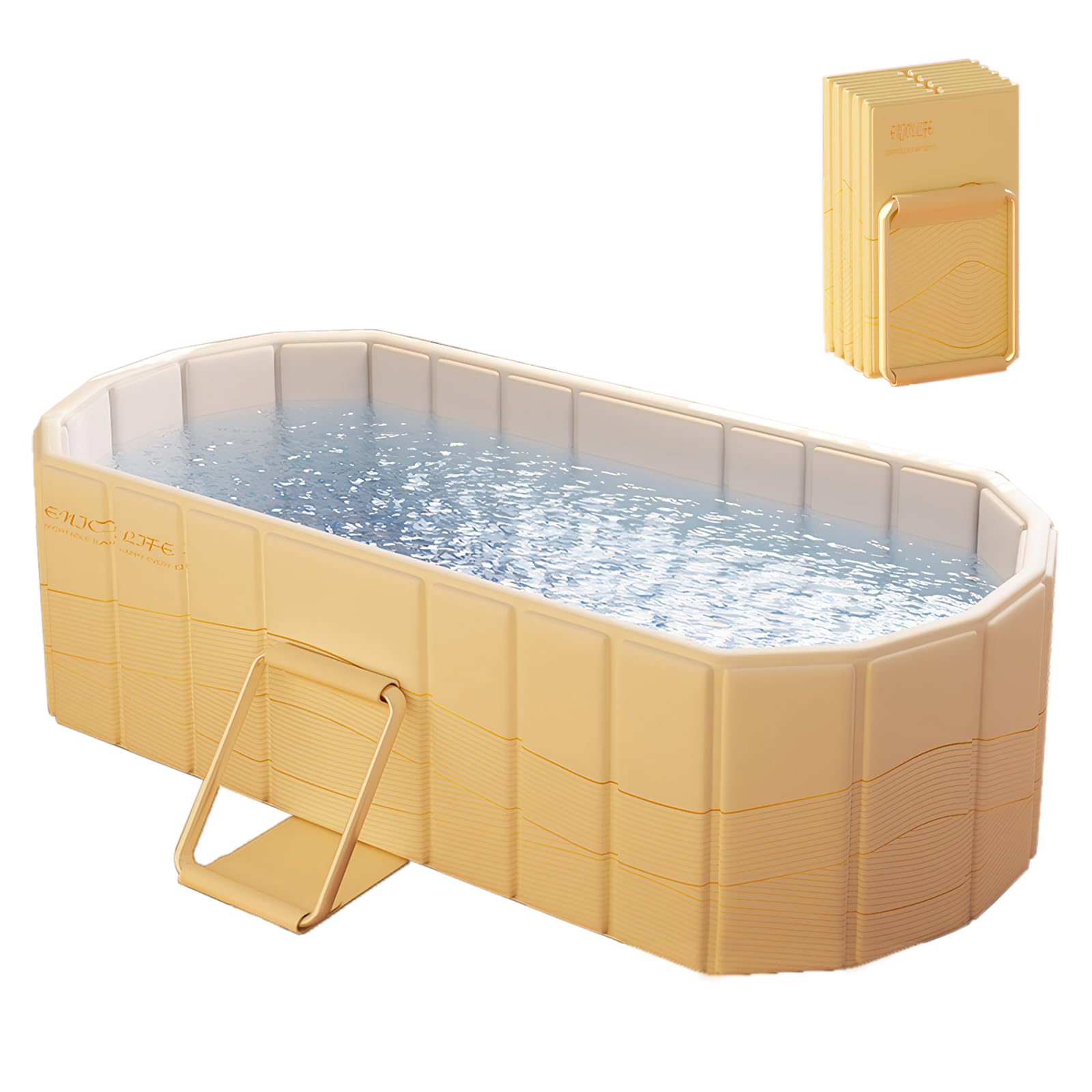 Portable Bathtub, 1.5M Quick Pop Up Non Inflatable Bathtub Space-Saving,Home Single SPA Massage Pool Bathing Bucket Indoor Outdoor Bathtub (Beige)