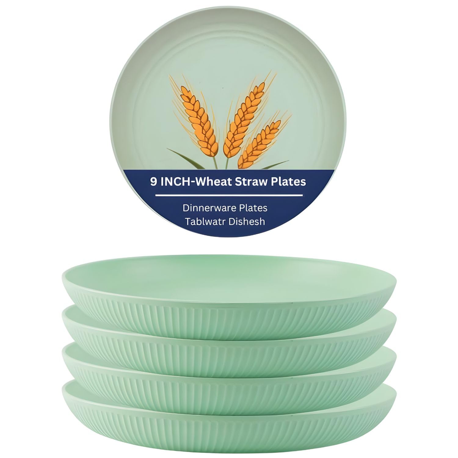 Wheat Straw Dinner Plates Set of 4 | Lightweight Unbreakable Kitchen Plates | Reusable Eco-Friendly BPA Free | Microwave & Dishwasher Safe Plates for Dining, Serving & Everyday Use