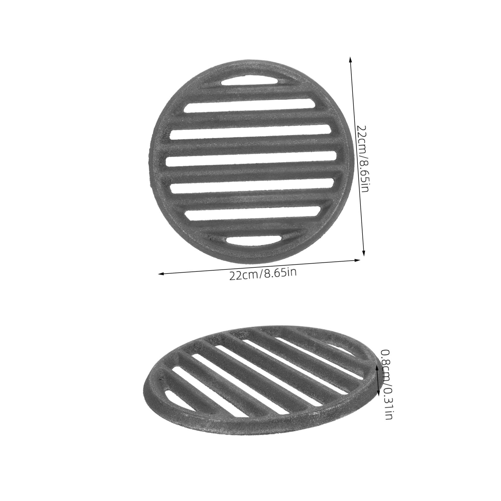 DOITOOL Griglia in Ghisa Rotonda per Barbecue All'aperto, Rete Resistente per Grigliare Carbone, Piastra 22 Cm per Focolare Alta Ritenzione Termica e Distribuzione Uniforme del Calore