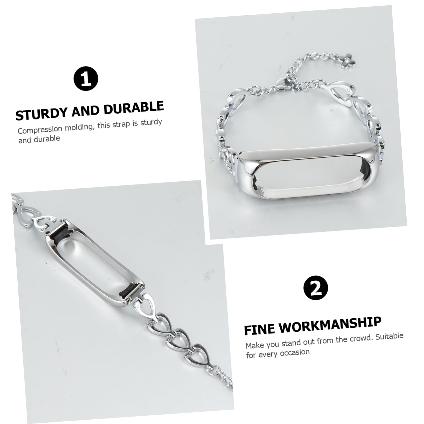 UKCOCO 2 Pièces Millet Bracelet Bracelets Pour Hommes Argent Reloj Inteligente Vintage Montre Élastique De Montre Montre Montage Montre En Alliage De
