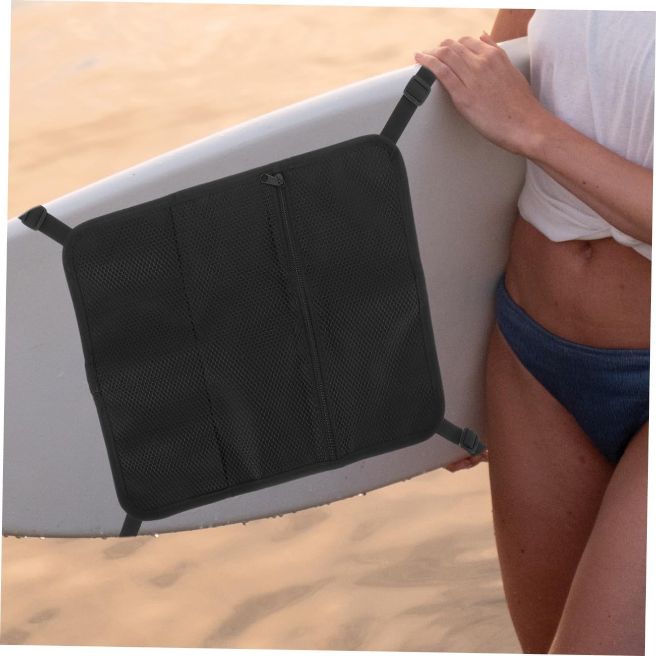Paddleboard Deck Bag Mesh Pouch with Buckle, Portable Stand-up Paddleboard Storage Organizer for Kayak and Surfboard Accessories