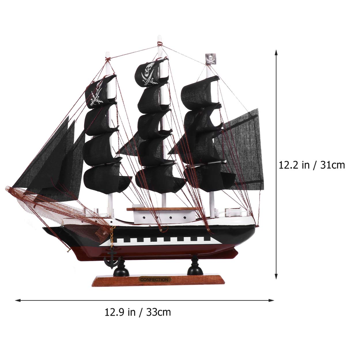 JOEBO Barco Pirata 3D, Barco de Vela de Madera, velero náutico Creativo, Modelo de velero Decorativo for Adorno del hogar, 33cm