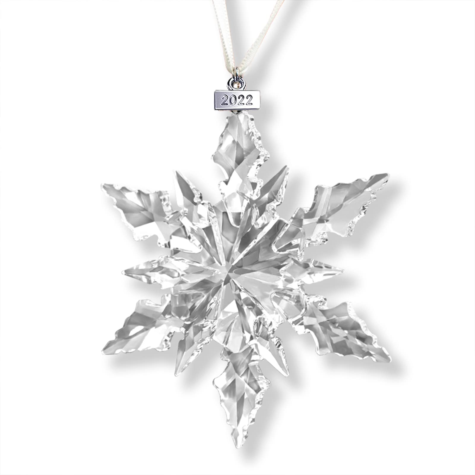 SIYOUKI 2022 Christmas Crystal Ornament, Snowflakes of The Year Hanging Decorations (2022 Transparent)