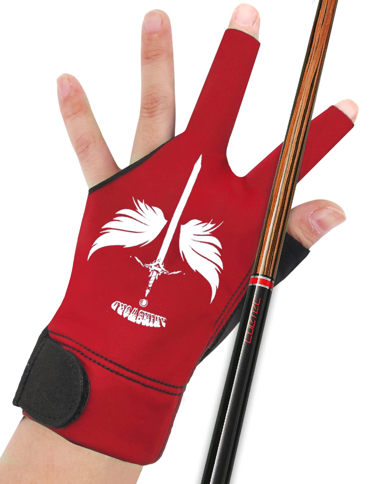ANIMSWORD Breathable and Comfortable Billiard Pool Gloves Fits on Left Hand or Right Hand 3 Finger for Snooker Cue Sport Glove.