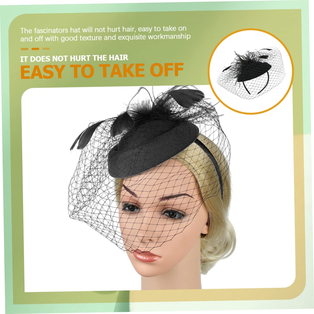 5pezzi Fascinator Retro Elegante con Velo Tulle per Donne Accessorio da Cerimonia Matrimonio Festa del tè e Occasioni Speciali