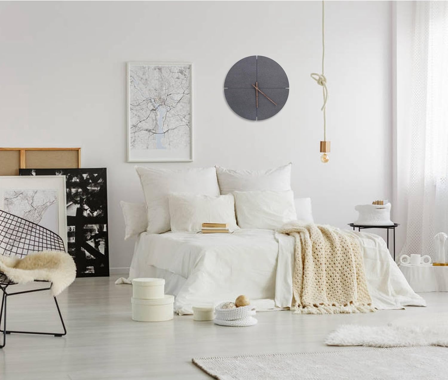 Wooden Wall Clock Modern Simple 11in Large Size Quartz Movement Wall Clock for Living Room, Bedroom, Office