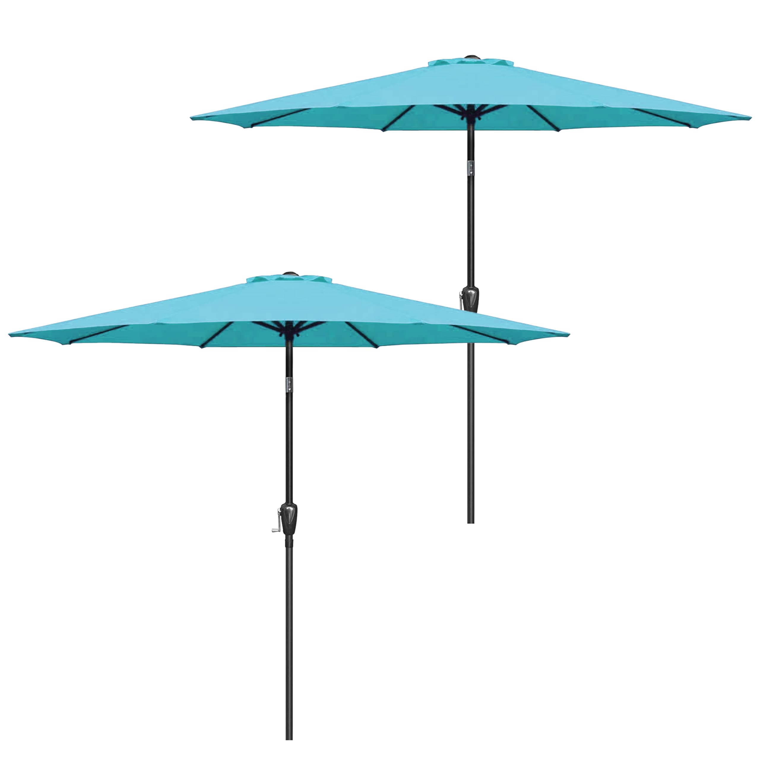 Simple Deluxe 2 Pack 9FT Outdoor Patio Umbrella Table Market Umbrella with Push Button Tilt and Crank, 8 Sturdy Ribs, UV Protection Waterproof for Garden, Lawn, Deck, Backyard, Pool,Turquoise