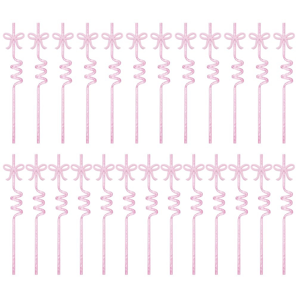 Lot de paille en vrac réutilisable spirale nœud rose pour fête et cocktail