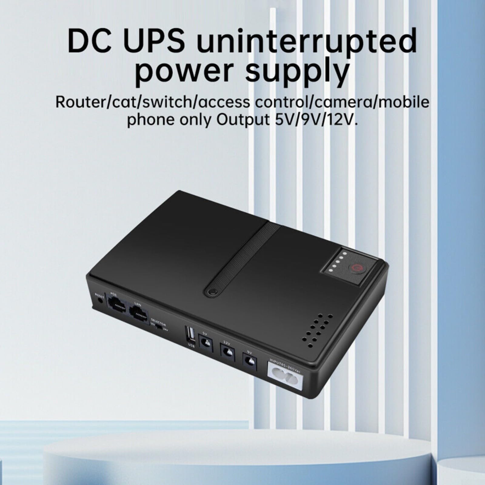 Zasilacz bezprzerwowy UPS 5 V/9 V/12 V Wyjście wielonapięciowe Zapasowy zasilacz akumulatorowy do routerów WIFI Zasilacz zapasowy z przypomnieniem o niskim poziomie naładowania akumulatora