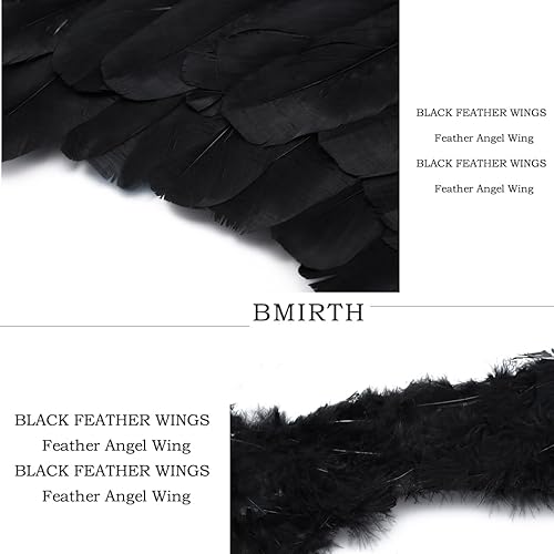 Miniatura 3 de Bmirth Alas de plumas negras diadema alas de plumas disfraces de fiesta de Halloween alas de ángel de plumas blancas