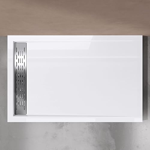 doporro Receveur de Douche Blanc Bac à Douche Extra Plat Rectangulaire en Acrylique 90x140x5cm Design Xetro04 - 2