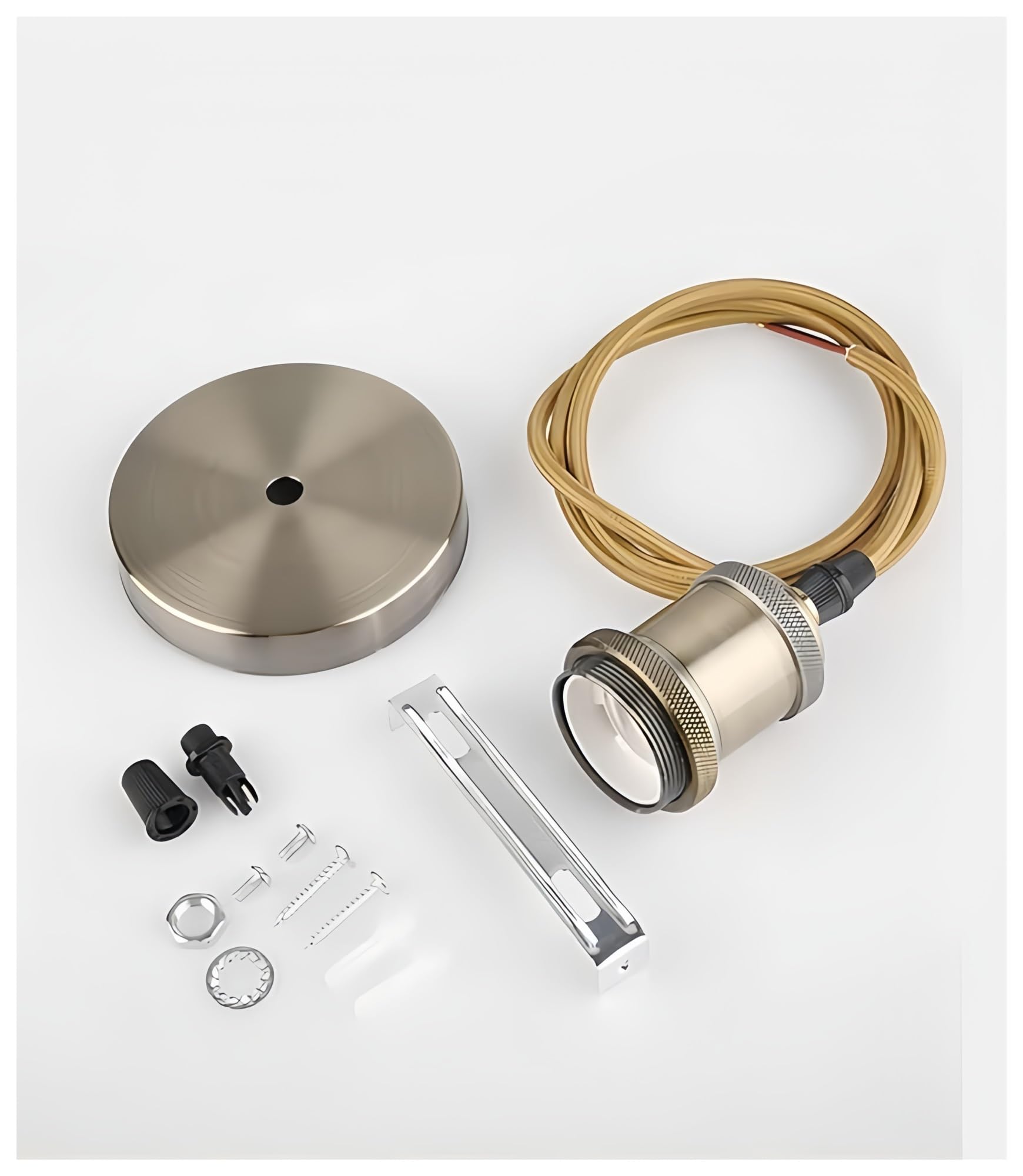 Portalámparas de Aluminio Retro Edison con Cable Colgante E27, Accesorios for lámparas con Boca giratoria(Gold Bronze)