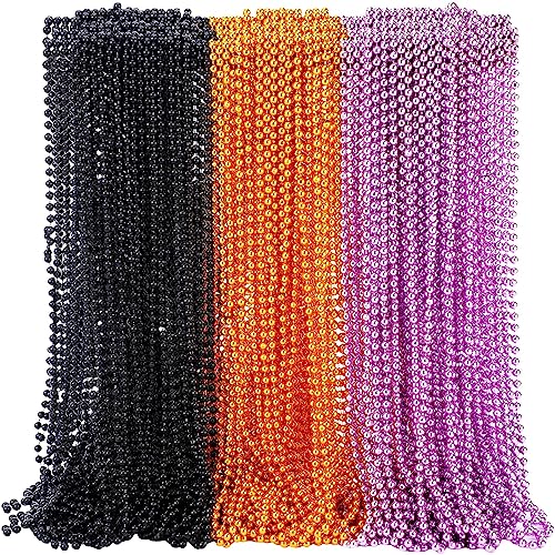Colliers de perles rondes en plastique Sureio 144 pièces noir orange violet