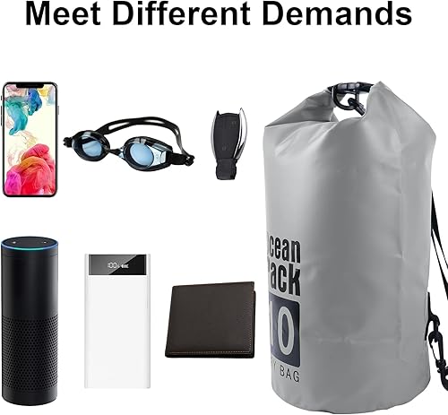 Miniatura 6 de JIMACRO Bolsa seca impermeable mochila enrollable de 30 L con correa de hombro, bolsa húmeda de lona 500D para viajes, pesca, ciclismo, kayak,