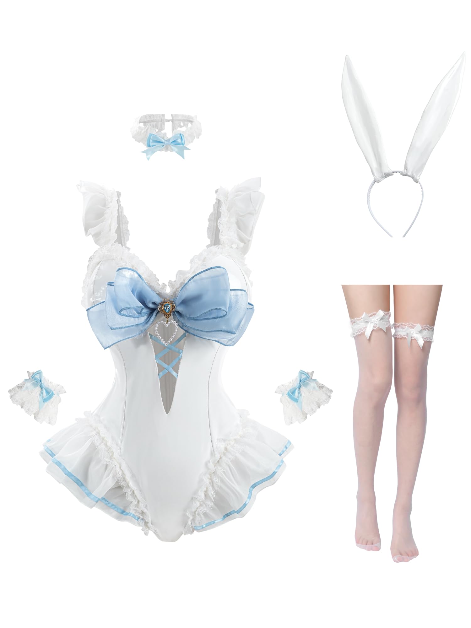 Bunny Kostüm Frauen Sakurajima Mai Cosplay Kostüm Anime Senpai Bunny Suit mit Ohren,Erwachsene