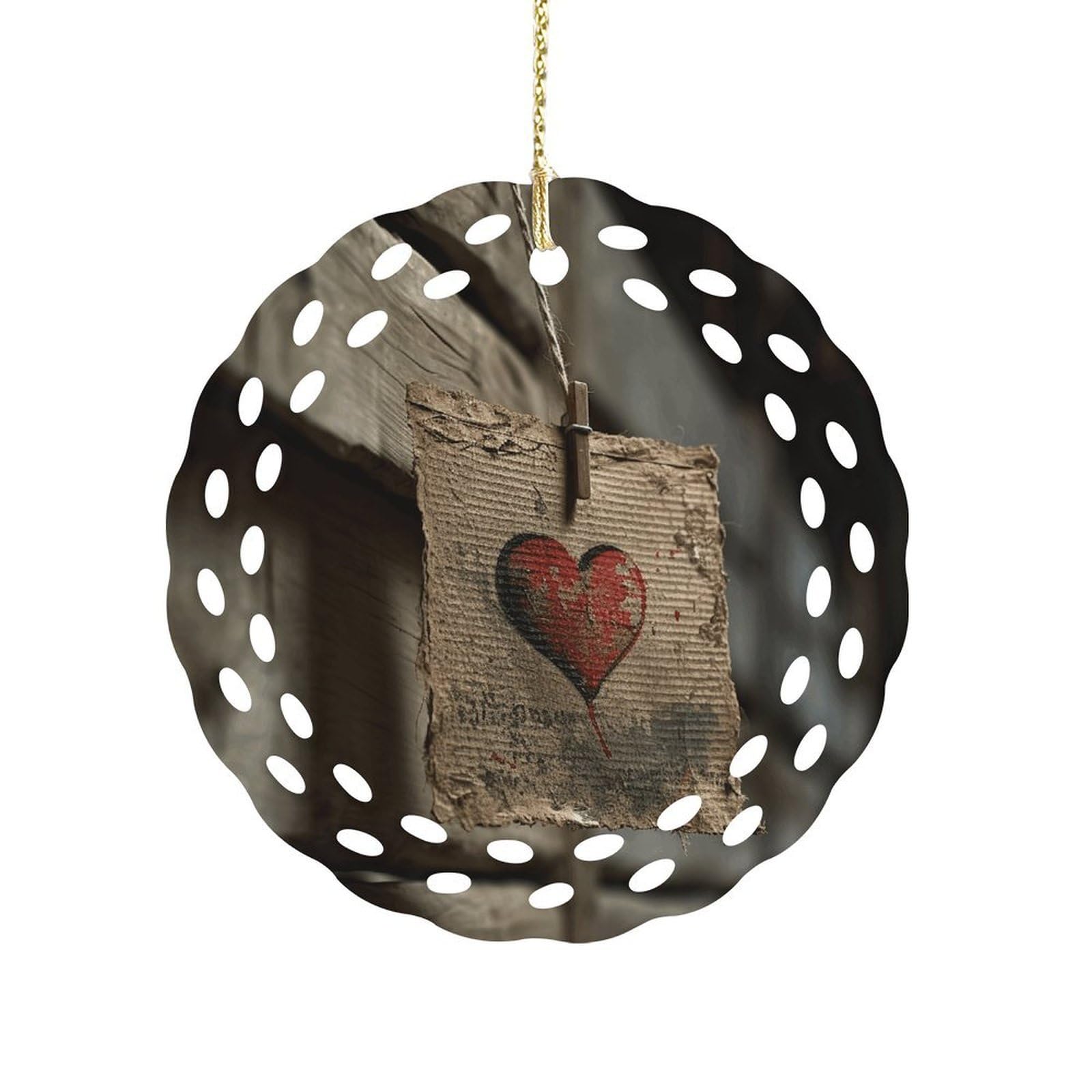 Btcowzrv Style Hanging A Heart Ceramic Ornament,Round Ornaments With Hole Easy To Hang,Hanging Ornament For Wedding Party Home Window Garden Christmas Day Decor