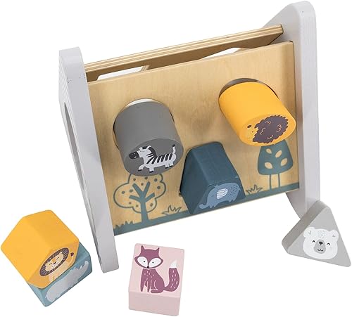 Miniatura 7 de The Original Toy Company Viga Shape Sorter & Gear Play - Juguete de actividad 5 en 1 de madera PolarB