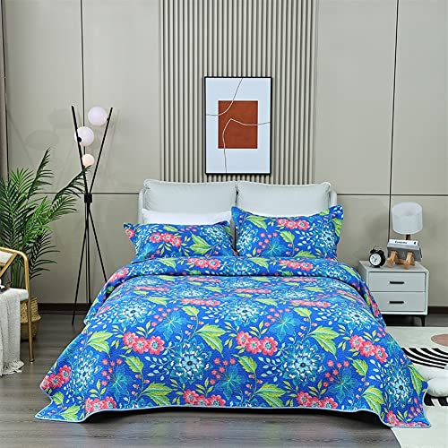 HWHHDQL Colcha Acolchada 230X250CM Cubrecama edredón Reversible con Estampado Floral/Cobertores de sofá con 2 Fundas de Almohada para Todas Las Estaciones