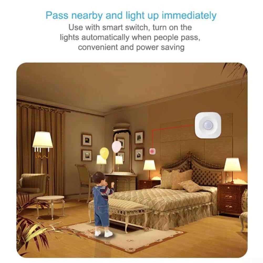 Sensor de movimiento inteligente, detector de sensor de movimiento PIR, sensor de alarma antirrobo inalámbrico inteligente para el hogar, compatible con la aplicación TUYA/Smart Life (4 x Wi-Fi)