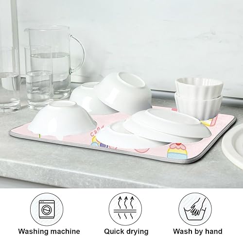 Miniatura 7 de Cute Dessert Rabbit Donut Bubble Tea Peach Dish Mat Washnable Absorbent Kitchen Mat For Counter Drying Mats For Countertop Tapete Para Cocina 16'' x