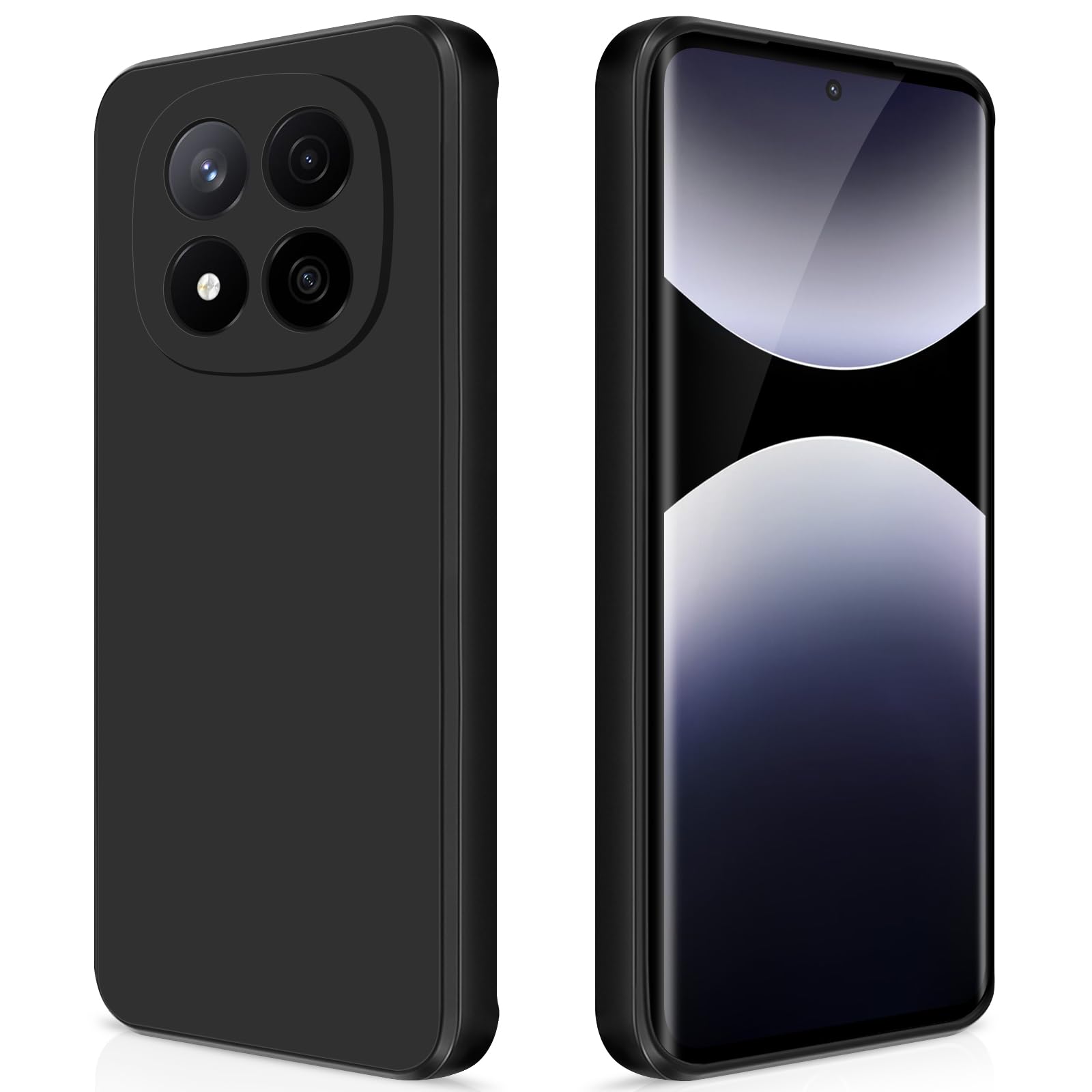 GiiYoon Hülle Kompatibel mit Xiaomi Redmi Note 14 Pro Plus 5G, Hochwertiges Liquid Silicone Case, Rundumschutz Handyhülle, Kratzfestes Weiches Mikrofaserfutter- Schwarz