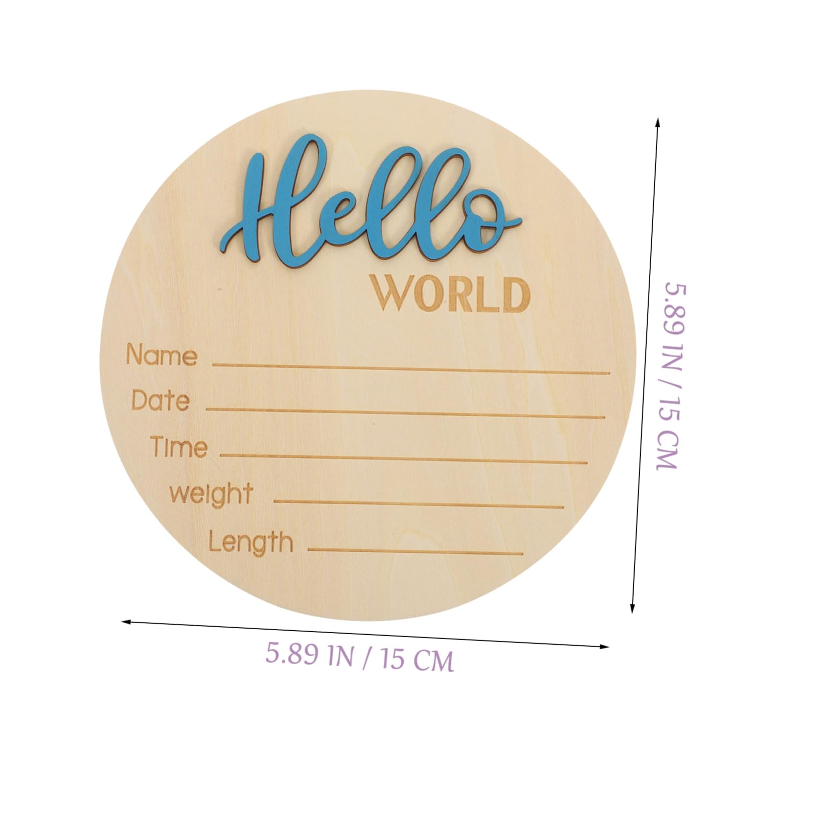 VICASKY Infant Birth Announcement Wooden Sign Newborn Photography Round Shape Baby Name Display