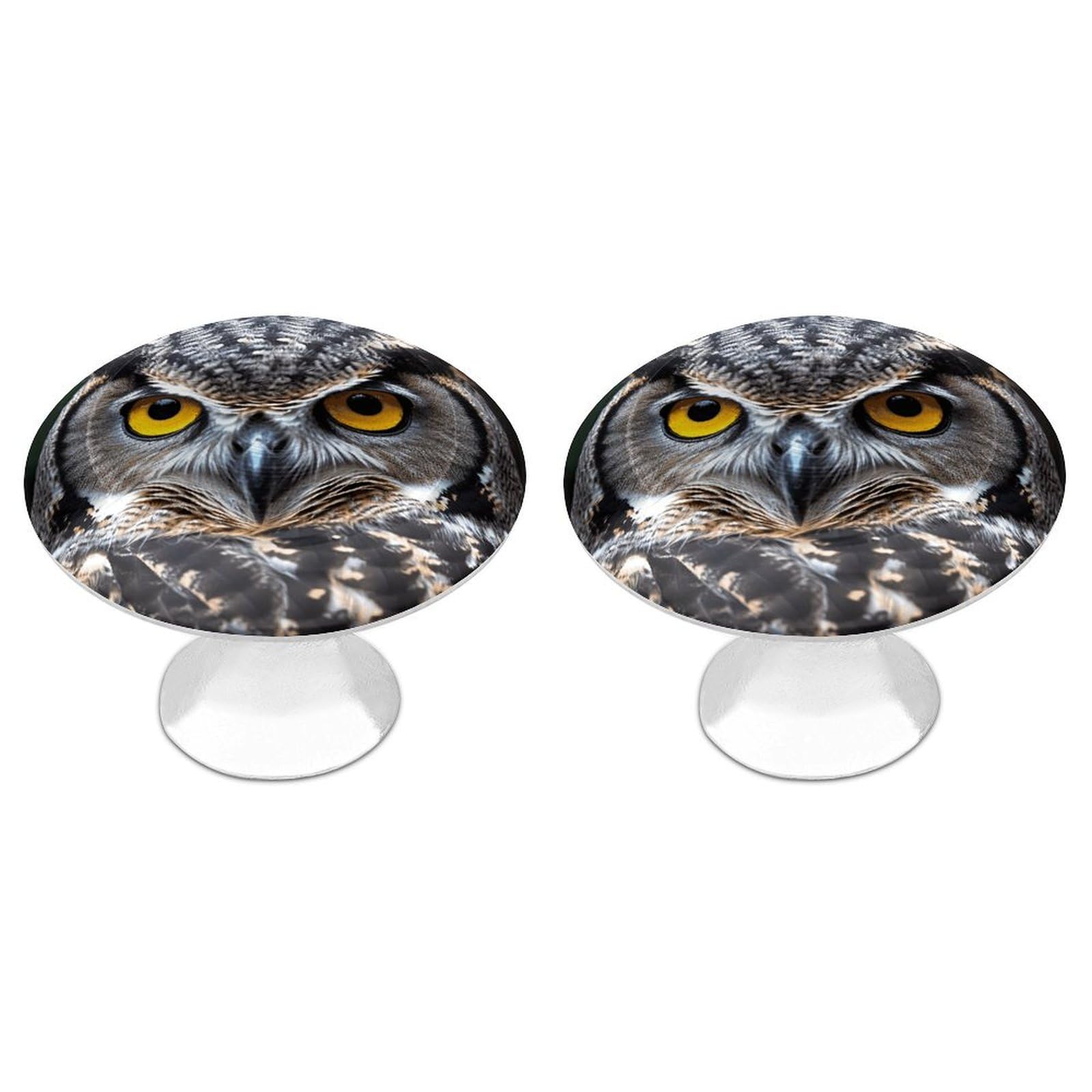 Fekiloot Style Yellow Eyed Owl Cabinet Knobs Simple Drawer Handles Aluminum Alloy Kitchen Pulls Round Cabinet Door Knobs With Screw Door Hardware For Dresser Cabinets 2 Pack