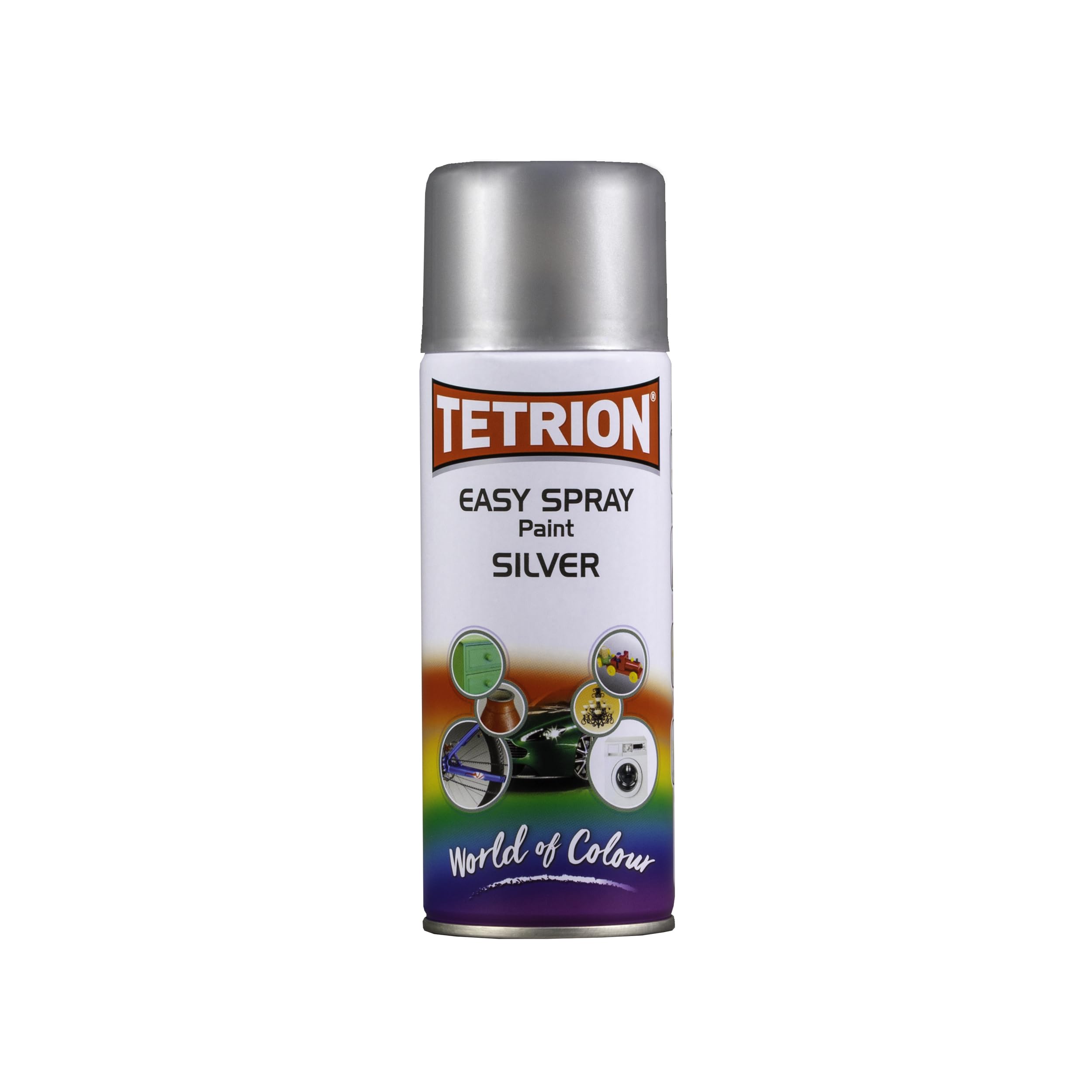 Tetrion All Purpose Metallic Silver Aerosol Fast Drying Easy Spray Paint 400ml