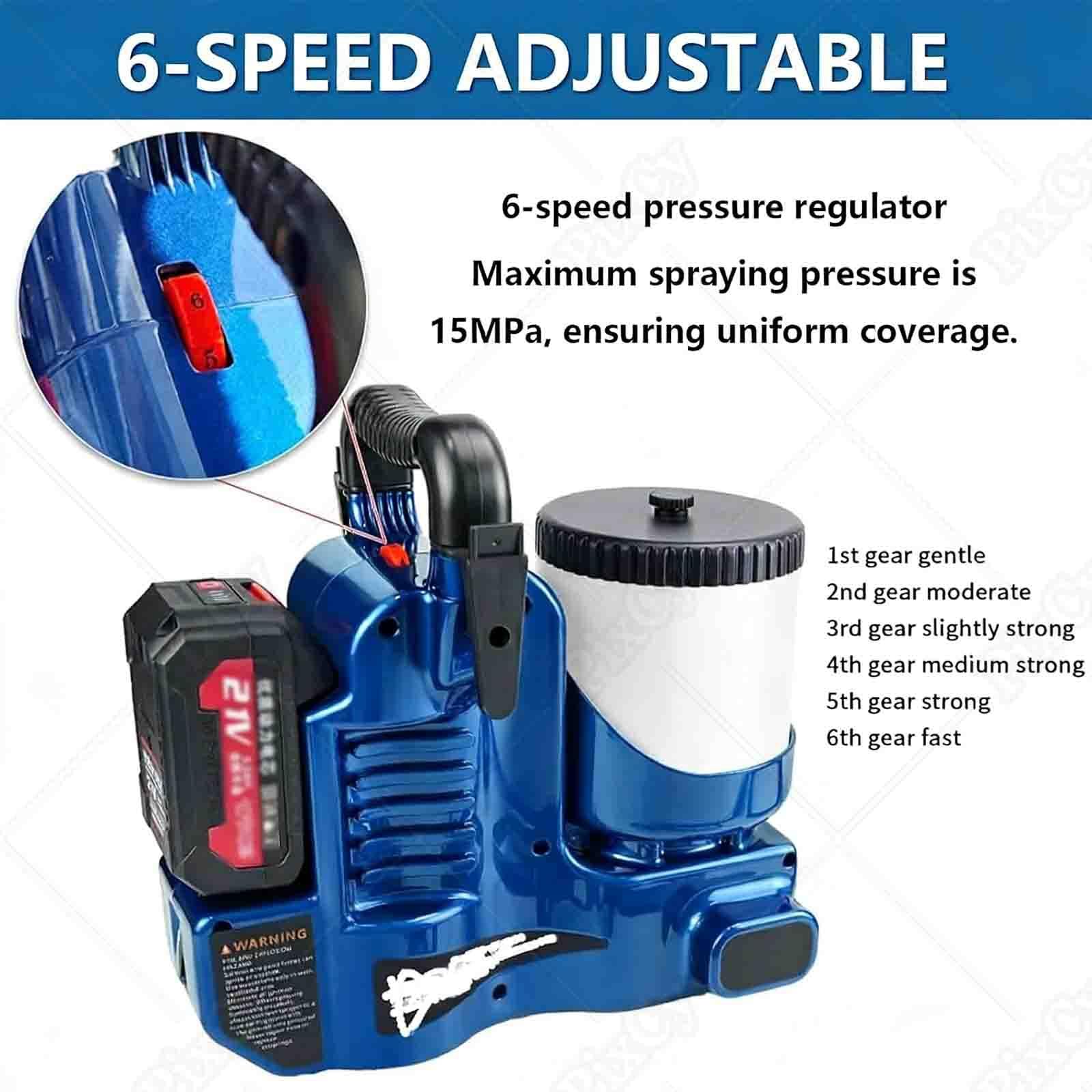 PixCy Pulverizador de Pintura airless - Máquina de pulverización de Pintura inalámbrica de Alta presión, baterías de Litio de 21 V, caudal de 1,1 l/min, 6 velocidades, para Pintar Casas