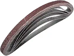 1,27 cm x 45,72 cm Cinto de lixamento de 40 grãos cintos de lixa de óxido de alumínio para lixadeira portátil com acabamento de madeira, polimento de drywall, afiação, papel abrasivo, 5 peças