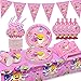 Baby Shark Compleanno Set di Stoviglie Per Feste Decorazione di Festa di Squalo Party Baby Shark Torta Plates Cups Tovaglie Bannière Forniture for Feste di Squalo Compleanno for Bambini, 10 Persone