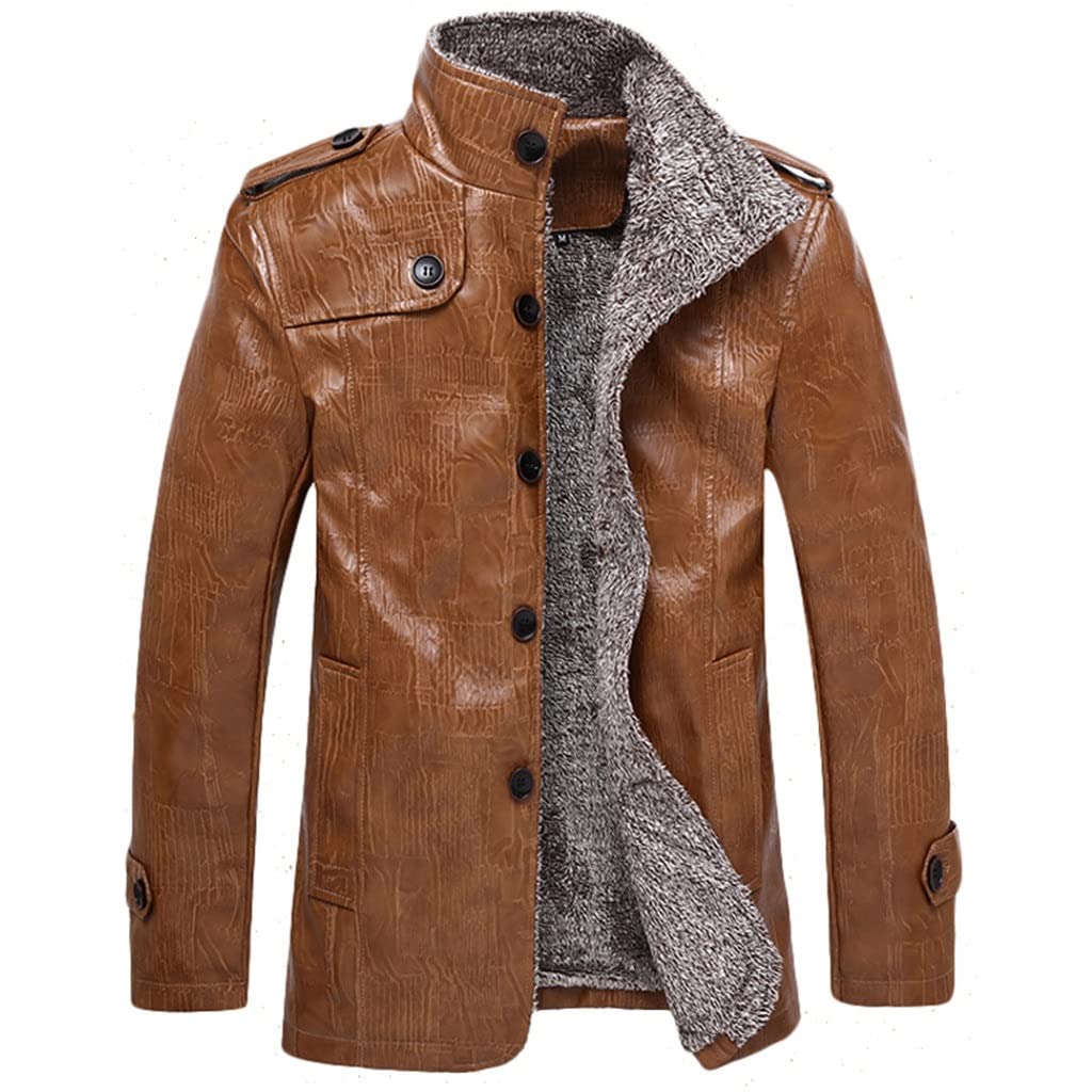Faux Leather Jacket Men Coat 