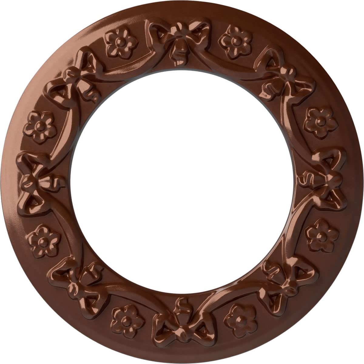 Médaillon de plafond ruban cache-câbles cuivre antique pour masquer les défauts