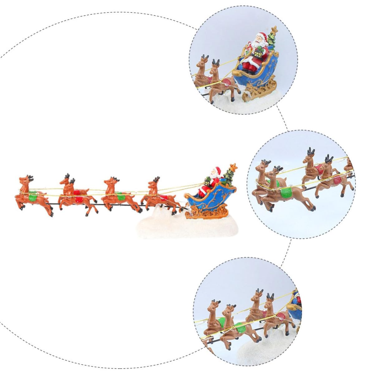 Decorazione Natalizia in Resina Renna Luminosa e Slitta Musicale per Casa, Ornamento Natalizio Luce LED per Feste di Natale
