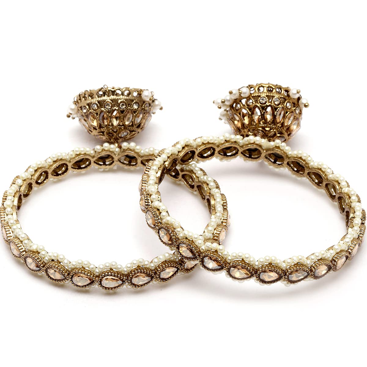 See full amazon price history chart for Karatcart Set of 2 Gold Plated Kundan Studded Jhumki Bangles Set for Women Karatcart Set of 2 Gold Plated Kundan Studded Jhumki Bangles Set for Women (B0BT9WBXMN) Amazon Price History, Amazon Price Tracker