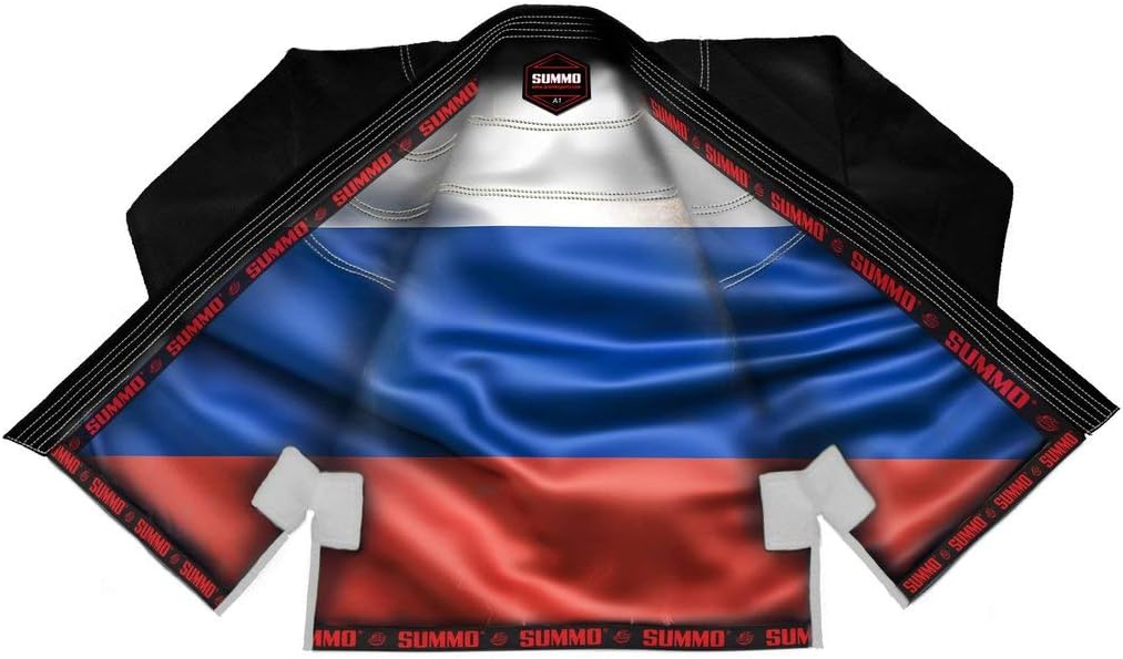 Premium Russian Black Sublimation Brazilian Pearl Weave Jiu Jitsu Gi - Built in Rash Guard - with Rash Guard Lining (BJJ GI)