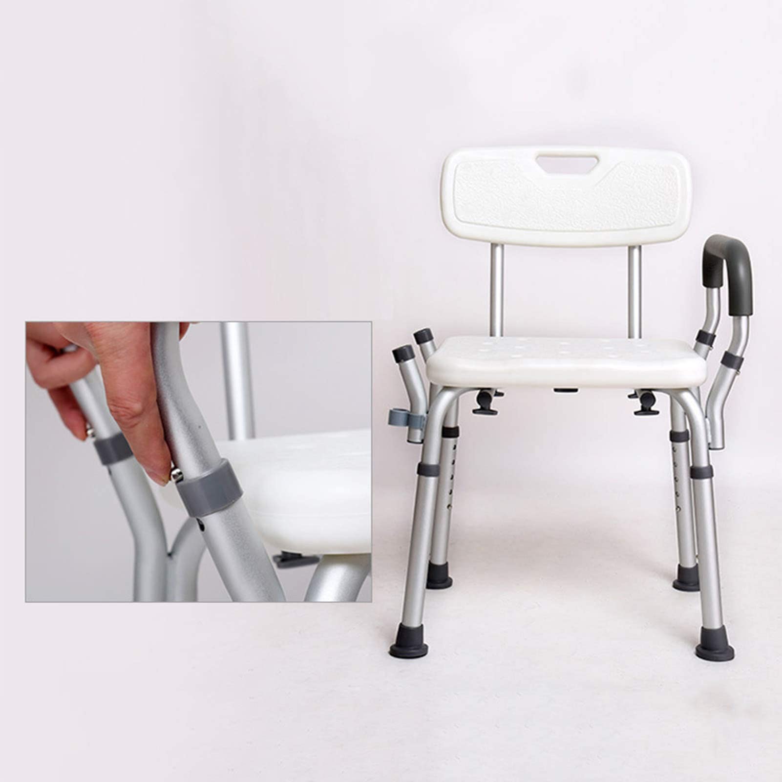 Silla de Ducha, Silla de Ducha para Ancianos, Silla de Ducha Altura Regulable con Respaldo Ayuda para Baño para Ancianos y Discapacitados Antideslizante Altura Regulable