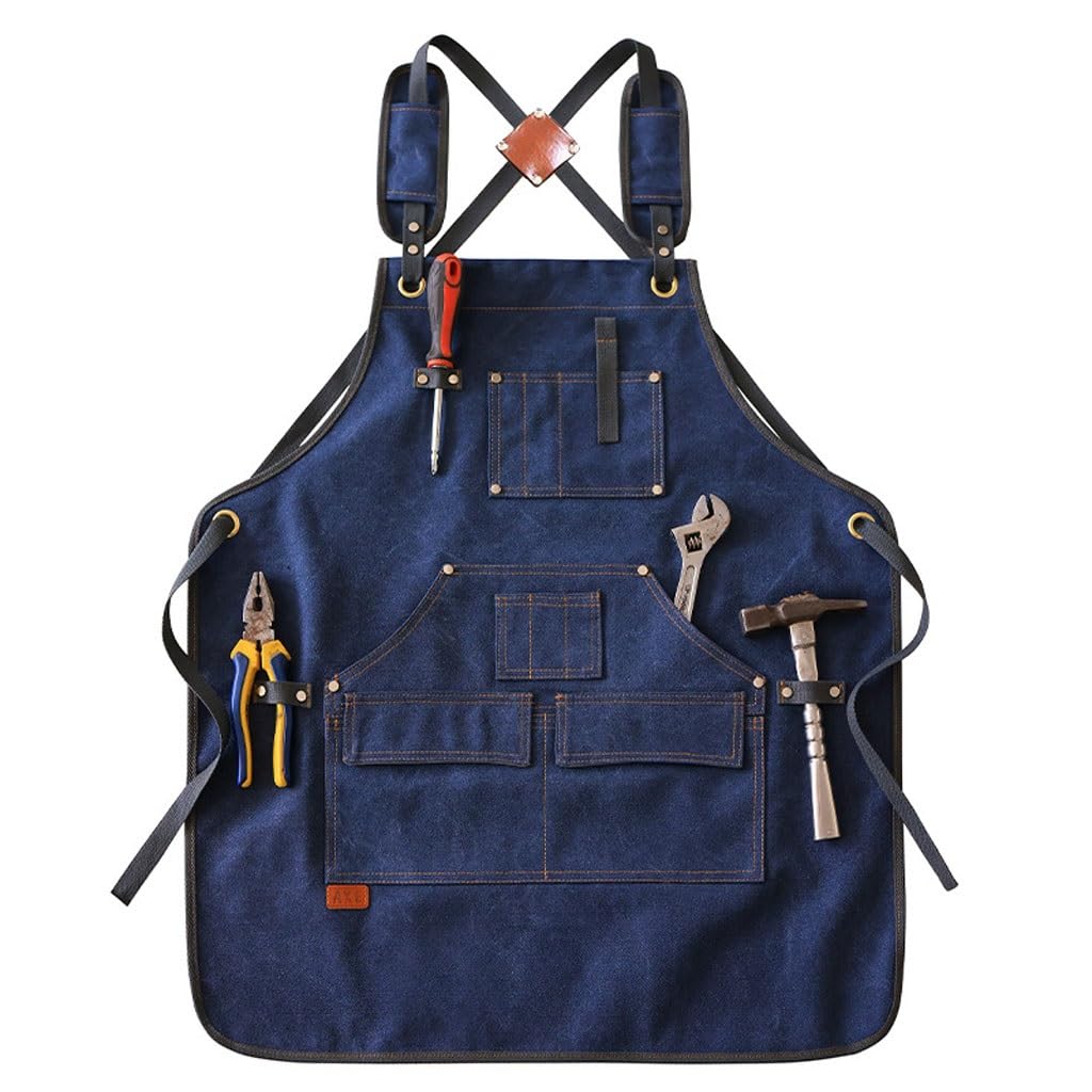 Delantal de cocina de lona, barbería, cafetería, jardinería, carpintero, hombre y mujer, restaurante, camarero, ropa de trabajo, delantal con bolsillos