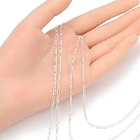 Vista 2 de Adabele Cadena Figaro de plata de ley 925 auténtica de 5 pies sin terminar de 0.075 in (0.07 pulgadas) a granel hipoalergénico sin níquel