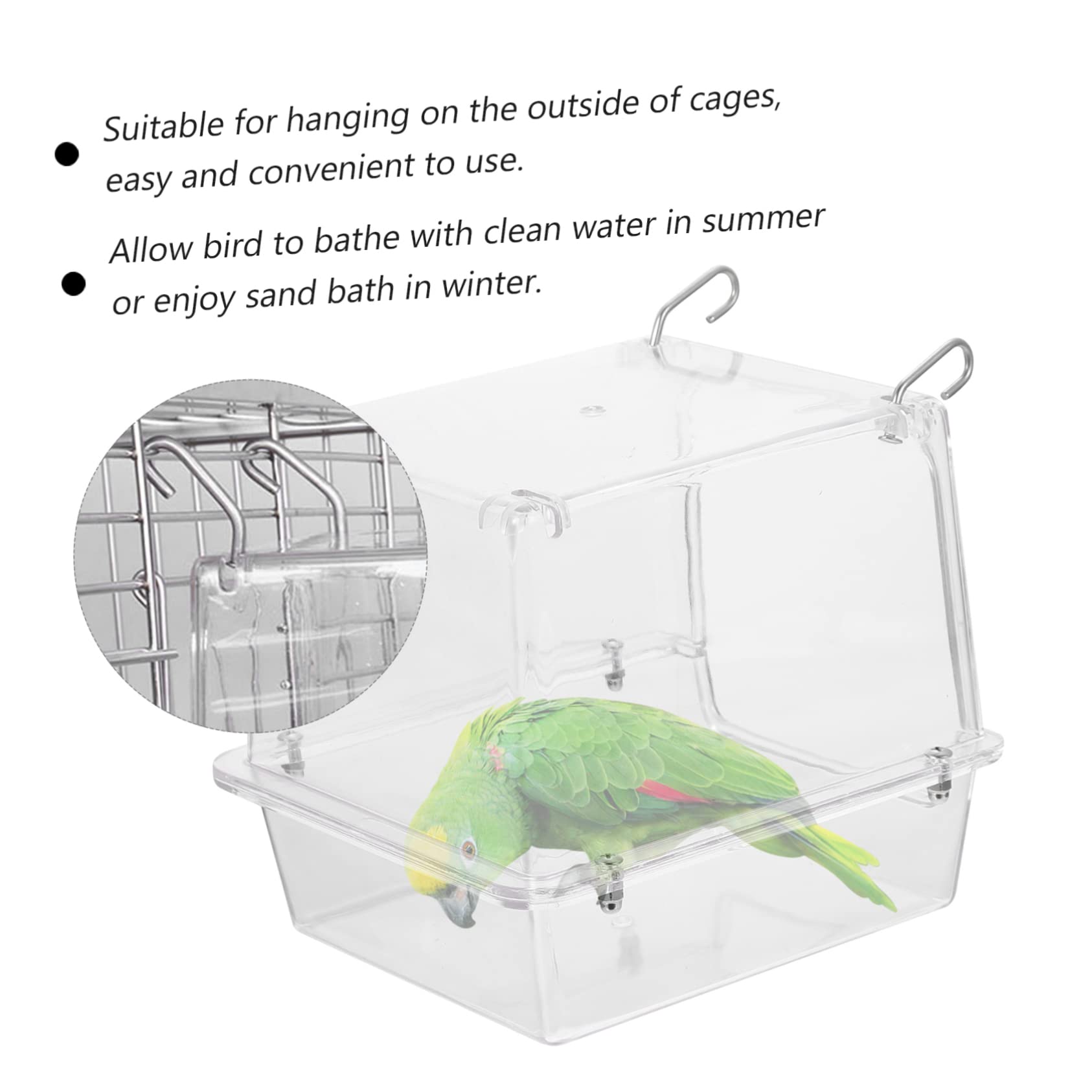 Hängende Vogelbadewanne aus Bruchfestem Material mit Duschbox Vogelbadebox für Käfig Außenseite Vogelbäder für Papageien und Kleine Vögel