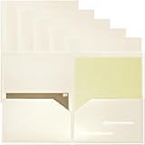 Youngever 6 Pack Heavy Duty Plastic Two Pocket Folders, Heavy Duty Plastic 2 Pocket Folder (Cream)