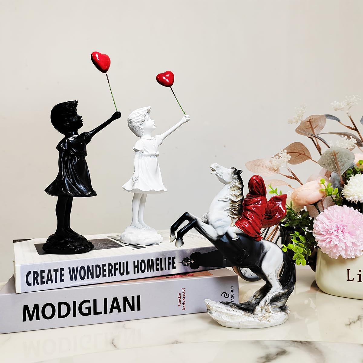 PIGPIGFLY Banksy Figure Sculpture,Decorative Figures,Decoration Living Room,Abstract Sculpture,Home Store Decoration,Modern Living Room Ornaments(White) - Image 2